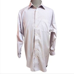 Jos A Bank Stripe Cotton Button Front Men's Shirt Purple 17 1/2